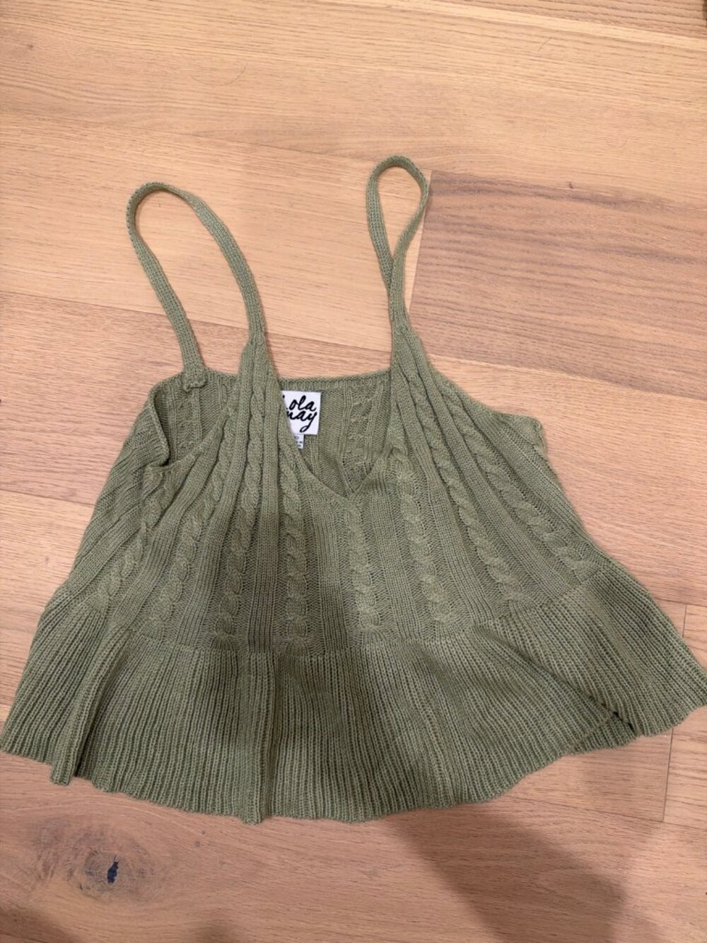 Lola May Cable Knit Camisole Top Women's 10 Sage Green